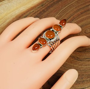 Anillos de Plata de Ley 92.5 con Baño de Oro Rosa y Piedras Naturales con Engaste de Garra y Formas Elegantes - Regalo al por Mayor para Ella - Product Image 1