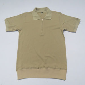 Solid Color Short Sleeve Casual 100% Cotton Half <b>Zip</b> <b>Up</b> Collar <b>Men's</b> Polo <b>Shirt</b> - Product Image 3