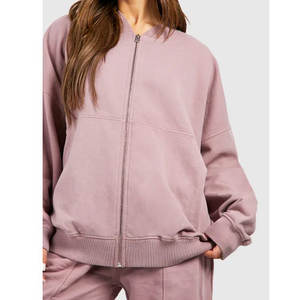 ชุดวอร์มผ้าฝ้ายระบายอากาศได้ดีสำหรับผู้หญิงชุดวอร์มลำลองผ้า100% โอเวอร์ไซส์ออกแบบโลโก้ได้ตามต้องการ - Product Image 3