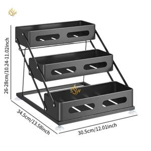 Porte-épices décoratif à 3 niveaux de couleur noire pour hôtels et restaurants Organisateur d'épices mural - Product Image 5