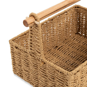 Hot Choice Best Selling Top Quality Handicraft <b>Rectangular</b> Rarge <b>Basket</b> with Wood Handle Best Quality Natural Eco-friendly - Product Image 6