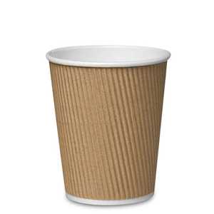 Gobelets ondulés personnalisables en papier kraft à paroi simple, biodégradables, avec revêtement PE, sans couvercles - Product Image 1