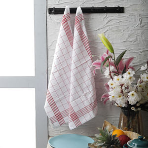 Chiffons de nettoyage de cuisine 100% coton avec motif à carreaux carrés tissés Serviettes de cuisine à usage domestique - Product Image 3