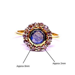 Ropa DE BODA Plata de Ley 925 Joyería chapada en oro Perla de cianita Piedra preciosa Las mujeres usan anillo clásico - Product Image 1