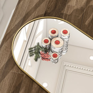 Minimalist Oval Top Floor Mirror Stand Stable Adjustable Tall Mirror Holder <b>Lightweight</b> Modern Structure for Living Space - Product Image 6