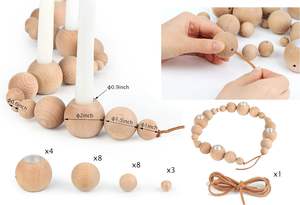 Bougeoirs en bois ensemble de 5-longs bougeoirs en bois rustiques en vrac un support de bougie décoratif en bois naturel fini - Product Image 2