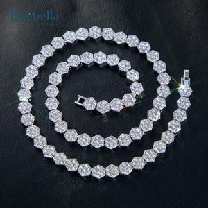 Venta caliente 14K Chapado en oro 925 Chapado en plata 8mm Moissanite Diamond Hexagon Tennis Chain para hombres - Product Image 6