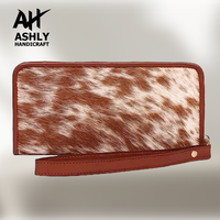 Dompet kulit buatan tangan bulu kulit sapi penjualan terbaik dompet kuda gila panjang ritsleting penutup kualitas Premium dompet gaya berbeda
