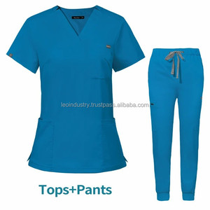 85% Polyester 15% Spandex Anti Wrinkle Reusable Washable Soft Stretch Fabric Hospital Nurse Uniform Medical <b>Scrubs</b> Set - Product Image 1