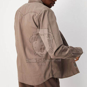 Chemises en jean pour hommes, coupe ajustée, couleur unie, vente en gros, quantité importante, faible MOQ - Product Image 3