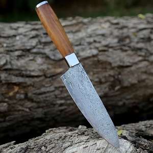 Couteau de cuisine à lame en acier damassé fait à la main avec manche en bois couteau de chef professionnel personnalisé en acier inoxydable vente en vrac - Product Image 6