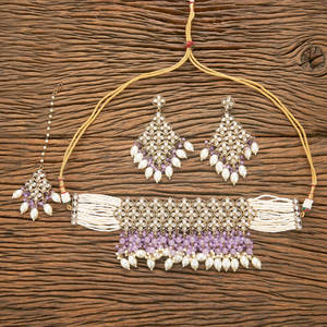 ชุดสร้อยคอเค้นคอทองแดงทองเหลืองอินโดนตะวันตกสําหรับผู้หญิงพร้อมการชุบเมฮันดีสําหรับของขวัญวันครบรอบการหมั้น - Product Image 6