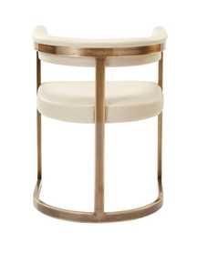 Modern Cream Accent Dining Chair Elegant Curved Back Upholstered with Metal Frame Comfortable Living Room Chair - Product Image 2