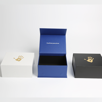 Boîte d'expédition en kraft bleu de luxe personnalisée avec fermeture magnétique, emballage pliable pour cadeaux, logo estampé à chaud