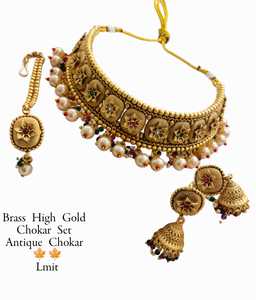 ENSEMBLE DE BIJOUX INDIENS TRADITIONNELS ET À LA MODE EN CUIVRE ENSEMBLE DE BIJOUX DE MARIAGE POUR FEMMES BOUCLES D'OREILLES ET COLLIER - Product Image 2