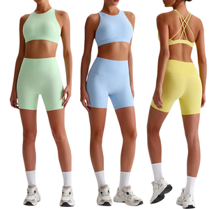 Kivotech personnalisé femmes 2 pièces sans couture Yoga vêtements ensembles pour salle de sport Fitness respirant serré bout à bout vêtements de sport - Product Image 3
