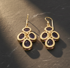 Boucles d'oreilles en améthyste bleue multiformes |   Perles rondes de 8 mm, 9x12 et 10x14 |   Argent sterling 925 plaqué or 18 carats, pour les occasions spéciales - Product Image 5