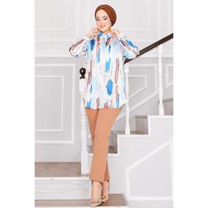 Automne printemps été Satin tunique brodé Logo XL taille coupe ample Style de mode haute qualité tissu respirant impression pour les femmes - Product Image 3