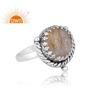 Dernière vente Bague en argent sterling 925B naturel doré avec pierres précieuses Rutile Bijoux personnalisés pour femme Cadeau pour elle - Product Image 4