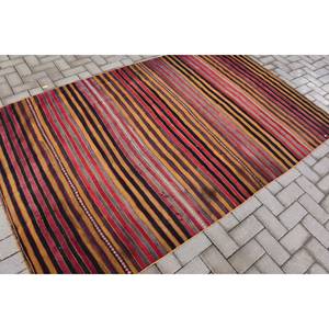 Tapis traditionnel rouge noir Vintage turc 5.2X7.6 pieds grande surface Patchwork Design laine matériel Latex pour couloir chambre - Product Image 2