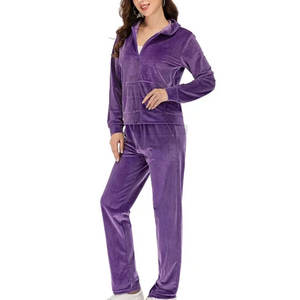 <b>Women's</b> Professional Winter <b>Velour</b> <b>Tracksuit</b> High Quality Low Price Plus Size Street Wear with Breathable Solid Pattern Sets - Product Image 5