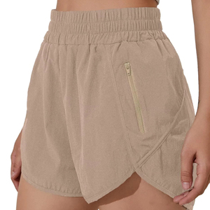 กางเกงขาสั้นกีฬาสำหรับผู้หญิงมีซิปแห้งเร็วยืดหยุ่นสูงมีกระเป๋ากำหนดได้เองและมีการออกแบบให้ระบายอากาศได้ดี - Product Image 2