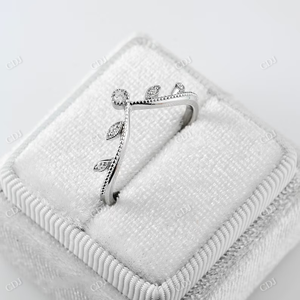 Anillo DE BODA curvo Art Deco en anillo de diamante Natural chapado en oro blanco para mujer, joyería elegante para el día a día, anillo para ocasiones especiales - Product Image 2