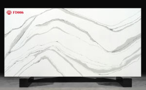 Dalle de quartz blanc poli à la main Calacatta, comptoir en pierre moderne de qualité supérieure pour îlot de cuisine, vanité, mur de télévision - Product Image 6