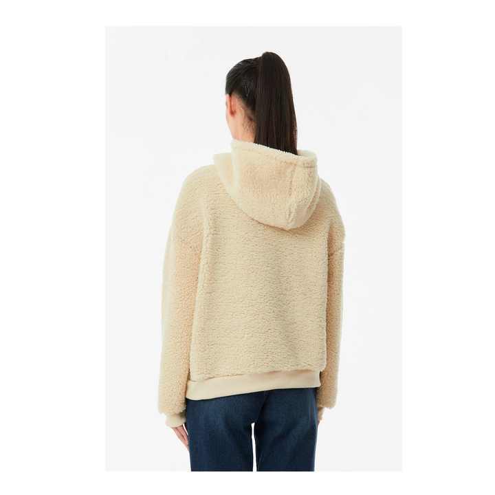.Long sleeve hoodie for women with front pocket and adjustable hood made of soft cotton blend fabric for everyday comfort