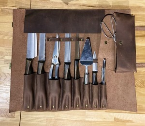 Couteau en cuir personnalisé robuste sac enroulable pour voyage pochette de rangement multi-outils LKR-0298 de couverture de couteau de Chef professionnel - Product Image 1