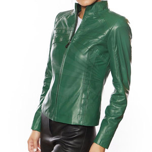 Veste en cuir pour femme bon marché Veste en cuir teinte unie Veste en cuir confortable à vendre - Product Image 2