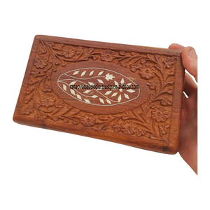 Boîte de rangement décorative de luxe en bois sculpté artisanal pour cartes à bijoux, lettres ou trésors spéciaux disponibles dans plus de design - Product Image 3