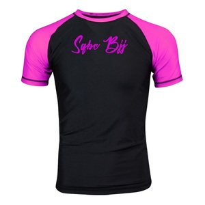Haute qualité à manches courtes hommes natation surf Rash Guard noir blanc Compression hauts en gros hommes t-shirt MMA Rashguard - Product Image 3