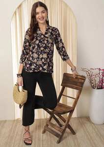 Nouvelle arrivée Kurti court en rayonne à imprimé floral - Product Image 4