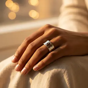 Bague statement pour femme en argent 925 avec découpe en forme d'étoile, bijoux fins, broches - Product Image 3