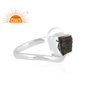 Handmade Design 925 Fine Sterling Silver Natural Raw <b>Moldavite</b> Gemstone Bypass <b>Ring</b> Jewelry Manufacturer - Product Image 3