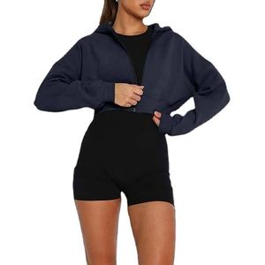 Los más vendidos al mejor precio, sudaderas con capucha cortas para mujer, sudaderas con capucha recortadas en blanco para mujer - Product Image 2