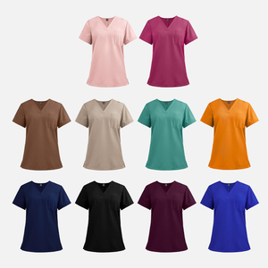 Léger frotte des ensembles d'uniformes avec la conception courte détendue de douille et le collier de support pour des professionnels médicaux - Product Image 4