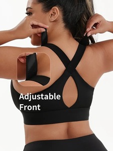 Soutien-gorge de sport à glissière avant de style simple pour femmes bretelles réglables en gros pour les entraînements de yoga fitness - Product Image 2