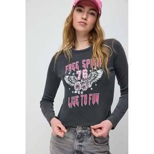 Camiseta Casual de Manga Larga con Estampado Lavado Ácido, 100% Algodón - Product Image 1