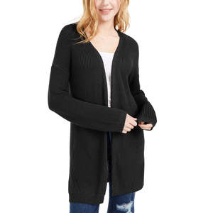 Cardigan Lungo Nero Casual da Ragazza Hippie Rose con Ricamo Floreale e Dettagli a Bottoni, Taglia XS per la Stagione Autunnale - Product Image 1