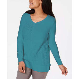 Cardigan Vintage Casual da Donna Karen Scott in Cotone Traspirante con Lavorazione Mista, Blu, Taglia XS, per la Stagione Invernale, con Logo Frontale - Product Image 1