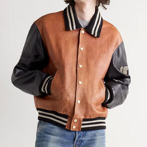 Chaqueta Bomber Clásica de Piel de Oveja 100% Genuina, Color Marrón, Talla Grande para Hombre, Invierno, con Forro de Piel de Oveja Cálida - Product Image 4