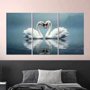 Romantic Birds in Love Printed Canvas Artwork - Elegant Wall Decor,SET OF 3 CANVAS - Product Image 1