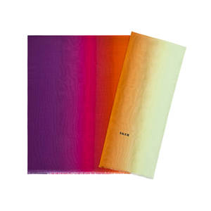 Ensemble de foulards de mode violet et orange en soie et coton, châle dégradé avec pompons - Product Image 1