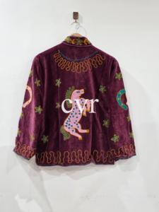 เสื้อโค้ทกำมะหยี่ปักมือ คอจีน แขนยาว ลายสัตว์ สไตล์จีน เสื้อคลุมสำหรับผู้หญิง ไซส์พลัส เสื้อผ้าฤดูหนาว - Product Image 2