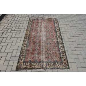 Alfombra de lana hecha a mano clásica roja y azul de 3,5x6,6 pies, alfombras rectangulares turcas de área grande, látex abstracto de 10mm de espesor para uso en el pasillo - Product Image 1