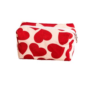 2025 nuevo bolso de maquillaje octogonal organizador de viaje con estampado de corazón bolso de mano de gran capacidad - Product Image 1