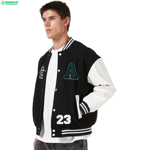 เสื้อแจ็คเก็ตวาร์ซิตี้กันลมสำหรับผู้ชายสไตล์เท่ห์ทันสมัยจาก Behram International ขายส่งแบบกำหนดเองได้ - Product Image 5