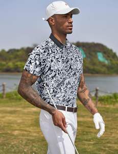 Chemise de golf décontractée personnalisable pour homme, motif camouflage, logo frontal, séchage rapide, évacuation de l'humidité, manches courtes, tissu tricoté - Product Image 2
